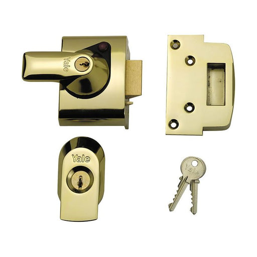 Yale Locks BS2 Nightlatch British Standard Lock 40mm Backset Brasslux Finish Visi Yale Locks - Dynamic Drive