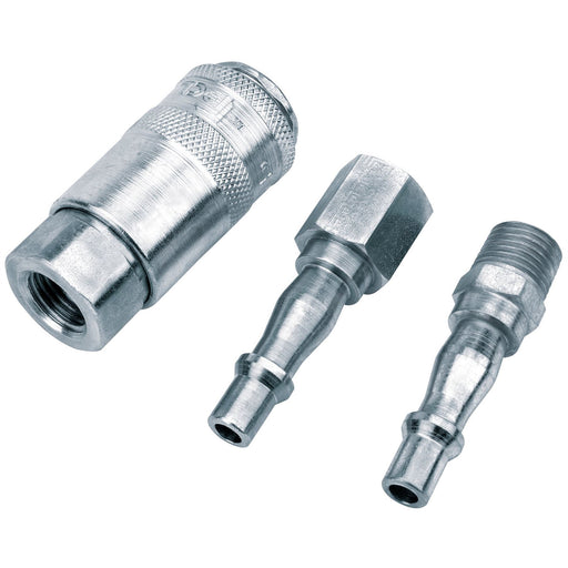 Draper 1/4" PCL BSP Air Line Coupling Set (3 Piece) 37844 Draper - Dynamic Drive