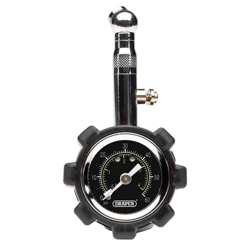 Draper Tyre Pressure Gauge TPGP, 0 - 60psi, 0 - 4 bar 91365 Draper - Dynamic Drive
