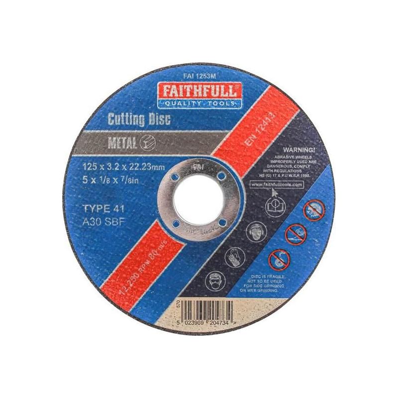 Faithfull Metal Cut Off Disc 125 x 3.2 x 22.23mm Faithfull - Dynamic Drive