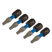 Draper Expert TX-STAR Impact Screwdriver Bits, T15 x 25mm, 1/4" Hex (Pack of 5) Draper - Dynamic Drive