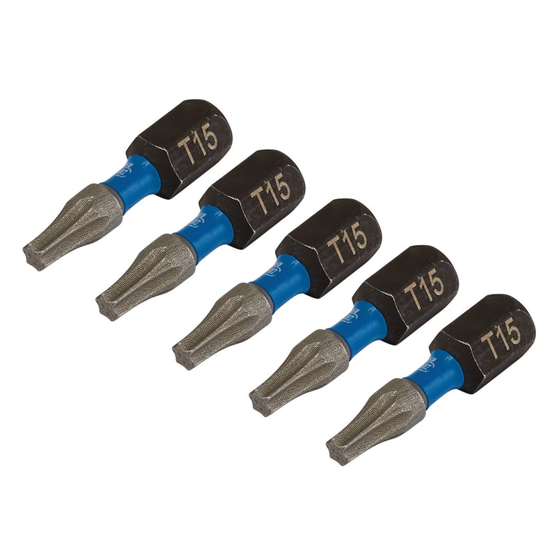 Draper Expert TX-STAR Impact Screwdriver Bits, T15 x 25mm, 1/4" Hex (Pack of 5) Draper - Dynamic Drive