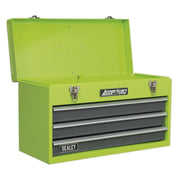 Sealey Tool Chest 3 Drawer Portable with Ball-Bearing Slides Hi-Vis Green/Grey Sealey - Dynamic Drive
