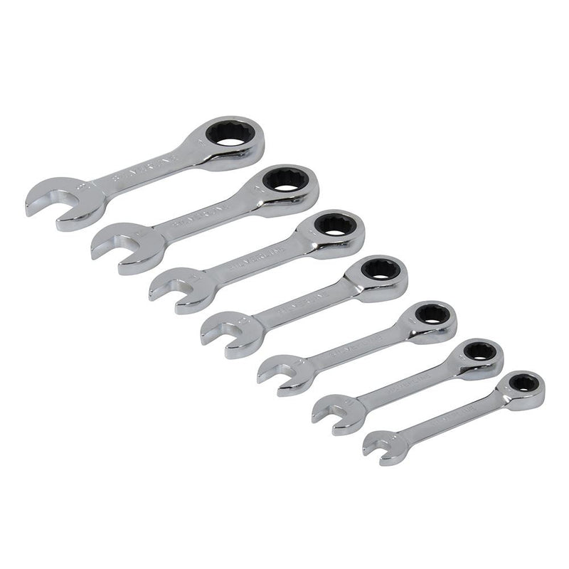 Silverline Stubby Ratchet Spanner Set 7pce 8 - 19mm Silverline - Dynamic Drive