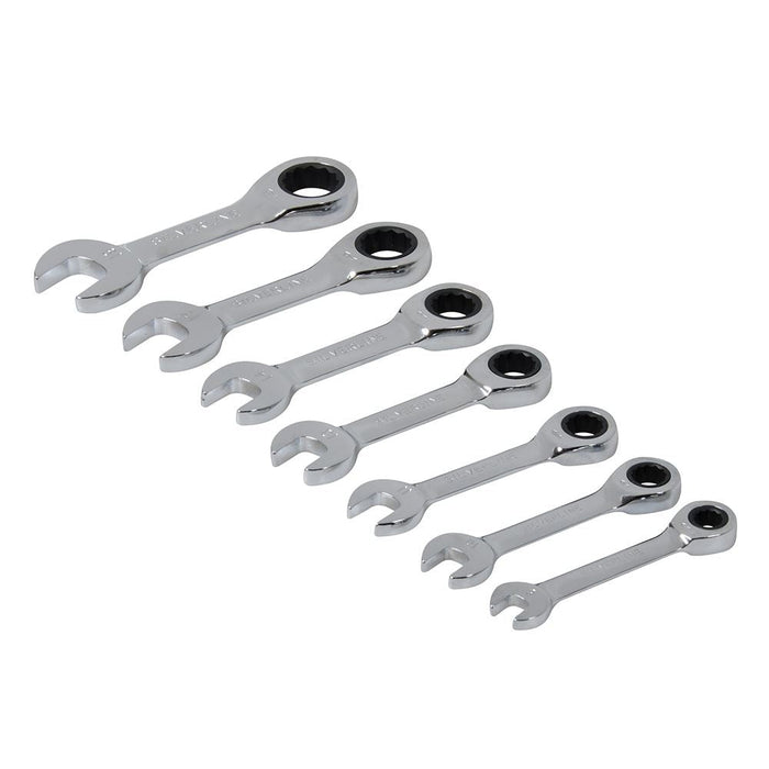 Silverline Stubby Ratchet Spanner Set 7pce 8 - 19mm Silverline - Dynamic Drive
