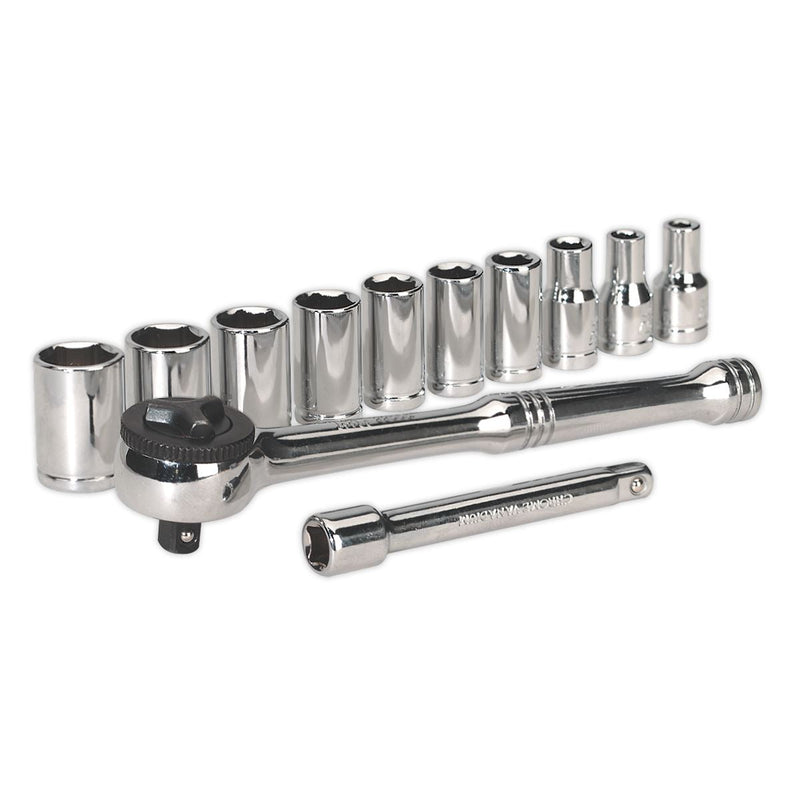 Siegen Socket Set 12Pc 1/4Inchsq Drive 6Pt Walldrive Metric Siegen by Sealey - Dynamic Drive