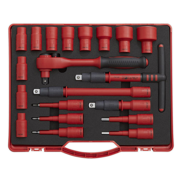 Sealey Insulated Socket Set 20pc 1/2"Sq Dr 6pt WallDrive VDE App. AK7941 Sealey  - Dynamic Drive