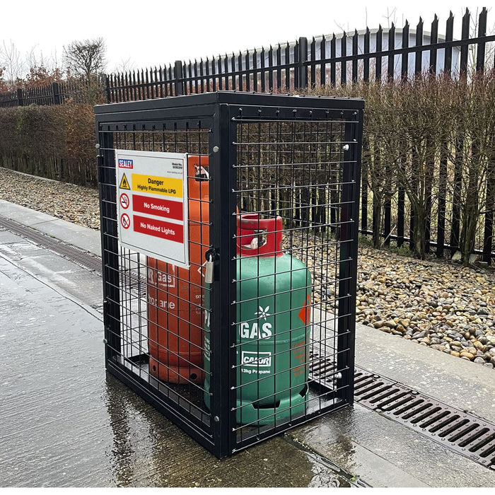 Sealey Safety Cage 2 x 19kg Gas Cylinders GCSC219 Sealey - Dynamic Drive