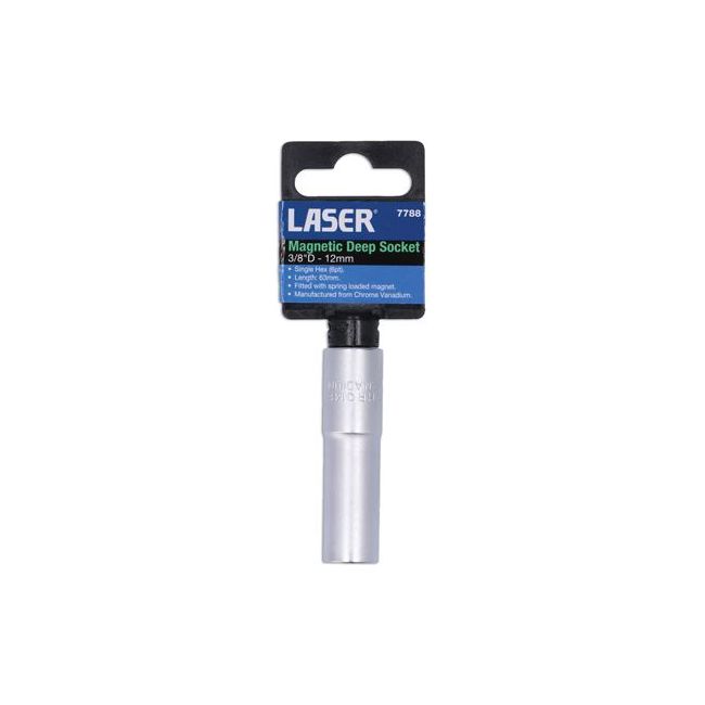 Laser Magnetic Deep Socket 3/8"D 12mm 7788 Laser - Dynamic Drive