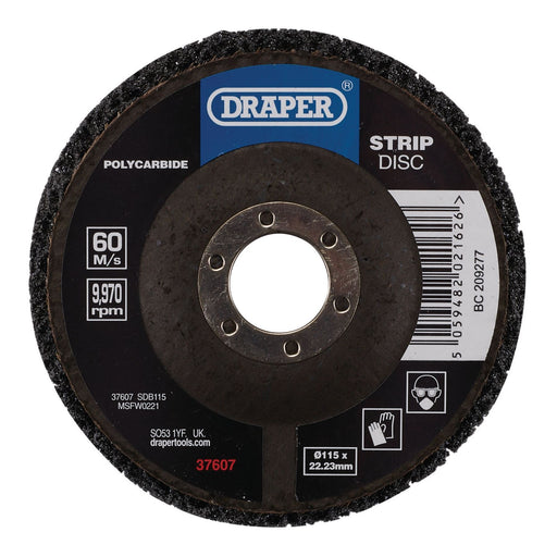 Draper Polycarbide Strip Disc, 115mm, 22.23mm, 180 Grit, Black 37607 Draper - Dynamic Drive