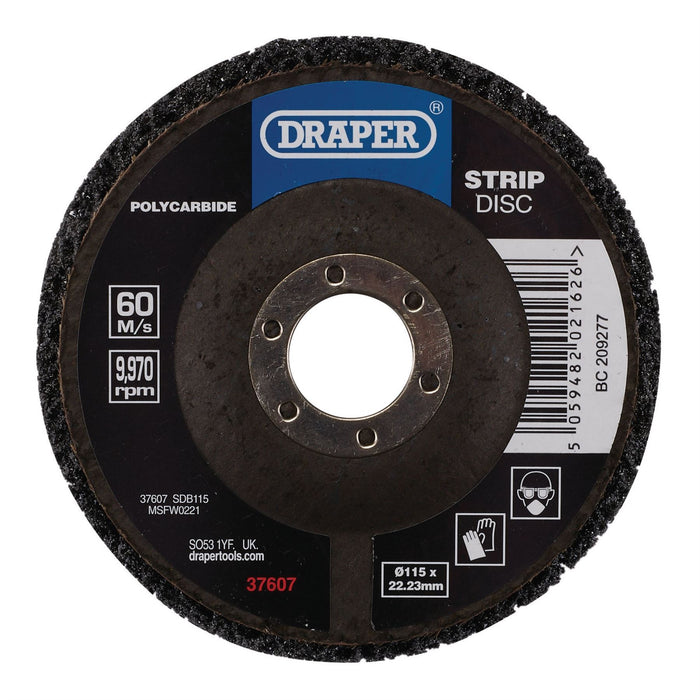 Draper Polycarbide Strip Disc, 115mm, 22.23mm, 180 Grit, Black 37607 Draper - Dynamic Drive