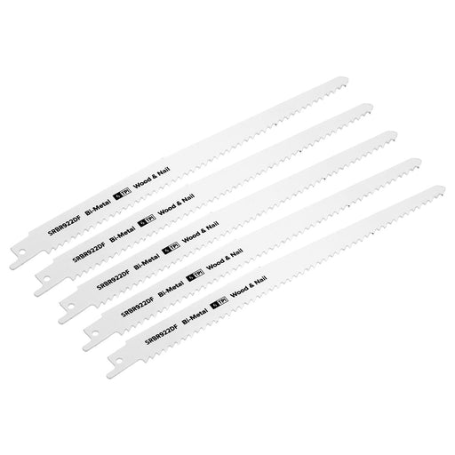 Sealey Reciprocating Saw Blade Wood & Nail 230mm 6tpi Pack of 5 SRBR922DF Sealey - Dynamic Drive