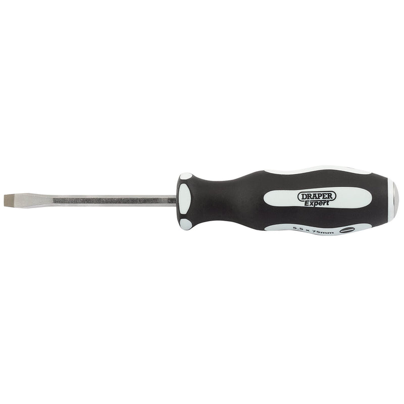 Draper 'Pound Thru' Plain Slot Soft Grip Screwdriver, 5.5 x 75mm 35176 Draper - Dynamic Drive
