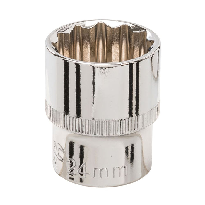 Silverline Socket 1/2" Drive 12pt Metric 24mm Silverline - Dynamic Drive