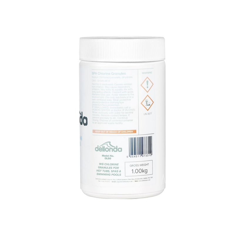Dellonda Chlorine Granules for Hot Tubs/Spas & Swimming Pools 1kg DL50 Dellonda - Dynamic Drive