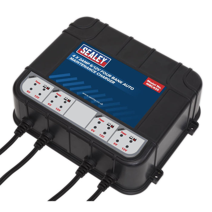 Sealey Four Bank 6/12V 8Amp (4 x 2A) Auto Maintenance Charger Sealey  - Dynamic Drive