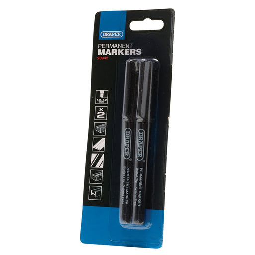 Draper Marker Pens, Black (Pack of 2) 20942 Draper - Dynamic Drive