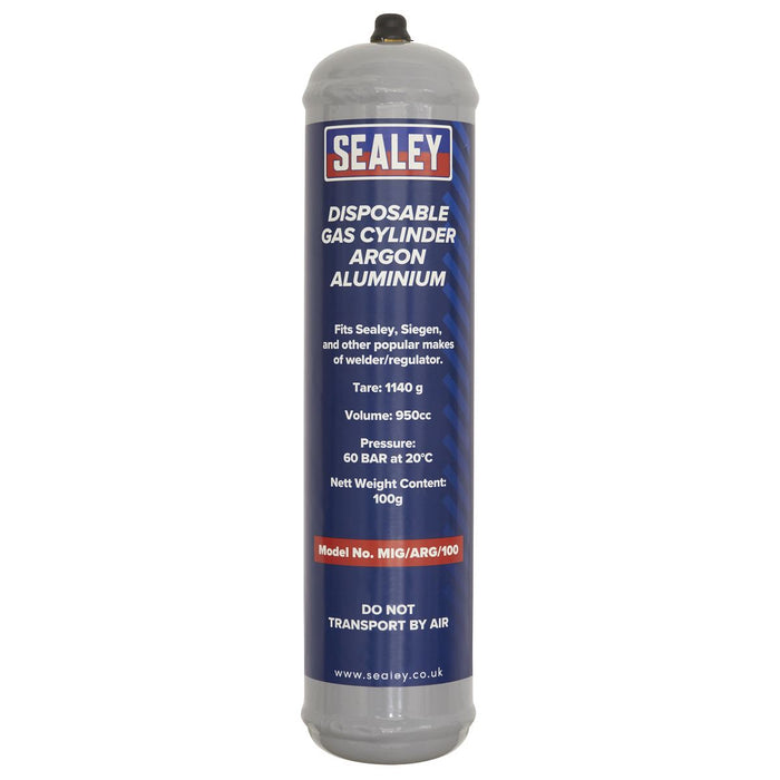 Sealey Disposable Argon Gas Cylinder 100g - Box of 12 MIG/ARG/100/12 Sealey - Dynamic Drive