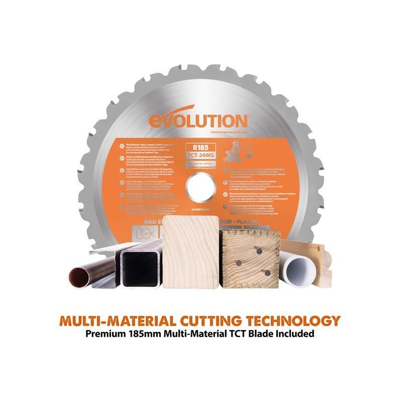 Evolution R185SMS-Li EXT Sliding Mitre Saw 18V 1 x 4.0Ah Li-ion Evolution - Dynamic Drive