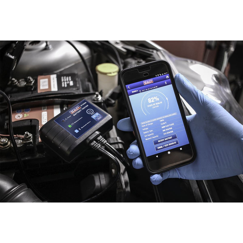 Sealey Bluetooth Battery Tester Charging Tests from Smartphone Waterproof BT3000 Sealey - Dynamic Drive