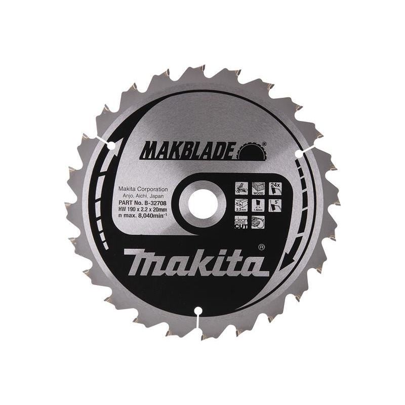Makita B-32708 MAKBLADE Mitre Saw Blade 190 x 20mm x 24T Makita - Dynamic Drive