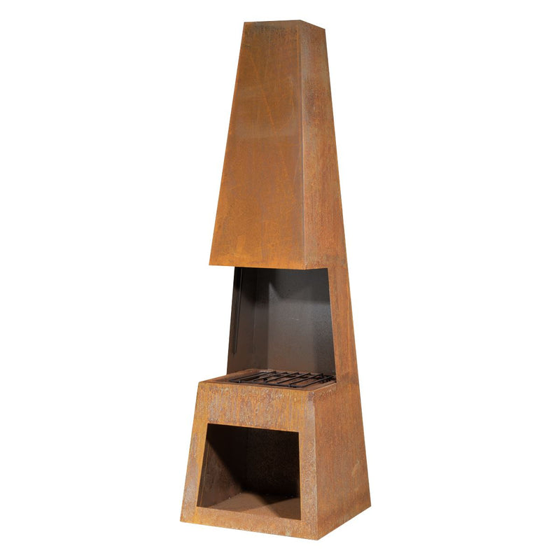 Dellonda Outdoor Chiminea Fireplace Heater Firewood Storage - Corten Steel Dellonda  - Dynamic Drive