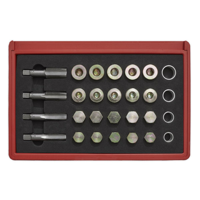 Sealey Oil Drain Sump Plug Thread Repair Tool Set M13-M20 Taps Gearbox Sealey  - Dynamic Drive