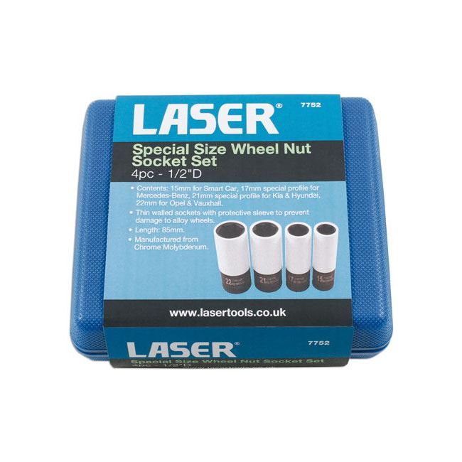 Laser Special Size Wheel Nut Socket Set 1/2"D 7752 Laser - Dynamic Drive