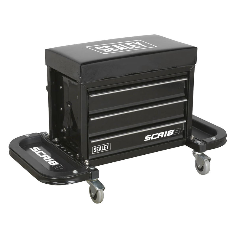 Sealey Mechanic's Utility Seat & Toolbox Black SCR18B Sealey - Dynamic Drive
