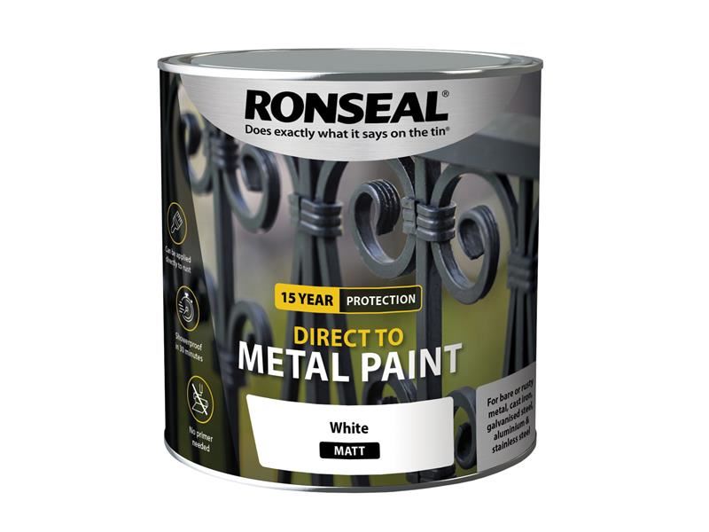 Ronseal Direct to Metal Paint White Matt 2.5 litre Ronseal - Dynamic Drive