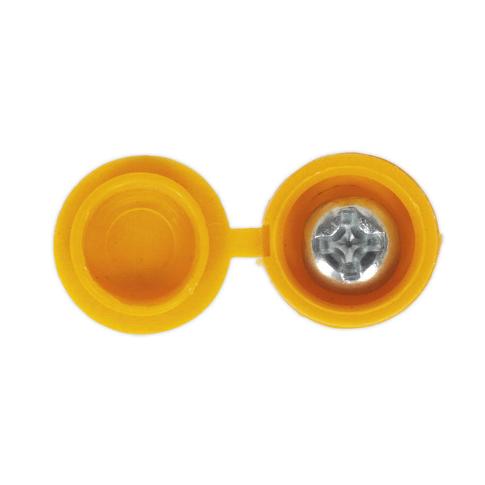 Sealey Numberplate Screw with Flip Cap 4.2 x 19mm Yellow Pack of 50 NPY50 Sealey - Dynamic Drive