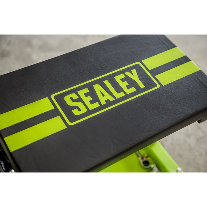 Sealey Mechanic's Utility Seat Deluxe Hi-Vis Green SCR9HV Sealey - Dynamic Drive