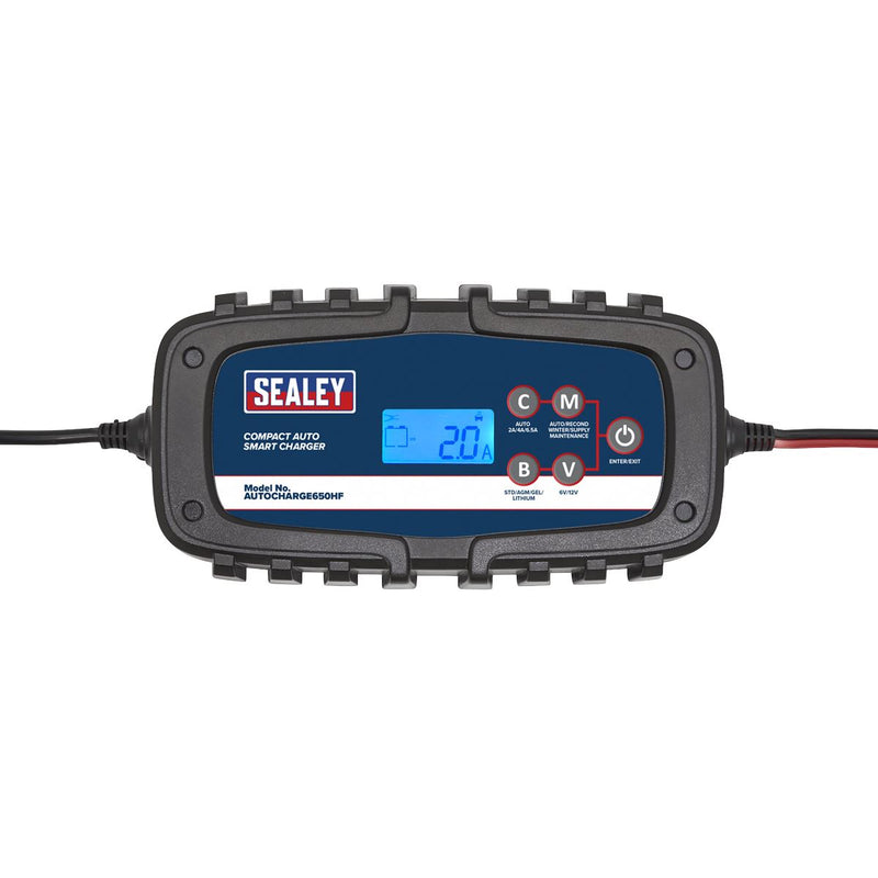 Sealey Compact Auto Smart Charger & Maintainer 6.5A 6/12V AUTOCHARGE650HF Sealey - Dynamic Drive