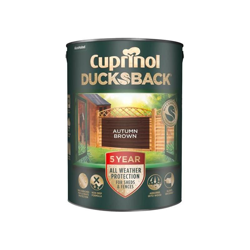 Cuprinol Ducksback 5 Year Waterproof for Sheds & Fences Autumn Brown 5 litre Cuprinol - Dynamic Drive