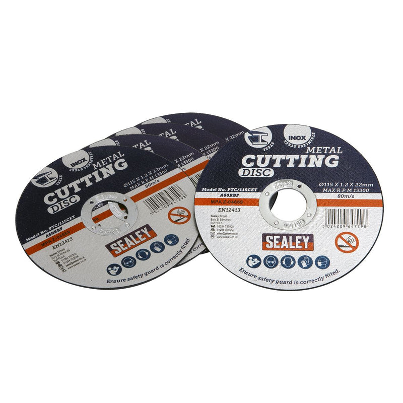 Sealey Cutting Disc115 x 1.2mm22mm Bore Pack of 5 PTC/115CET5 Sealey - Dynamic Drive