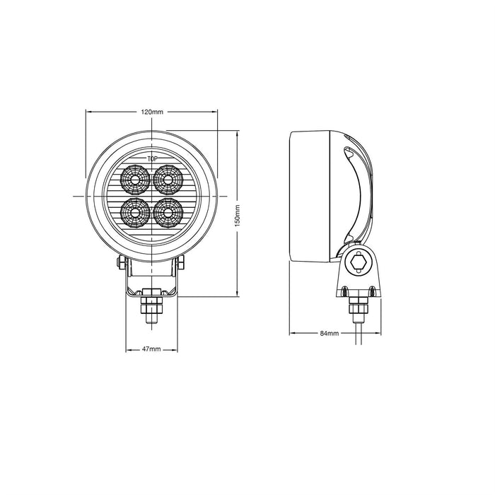 Ring Automotive RCV9590 4-LED Round Worklamp, 12 W, 9/50 V Ring Automotive - Dynamic Drive