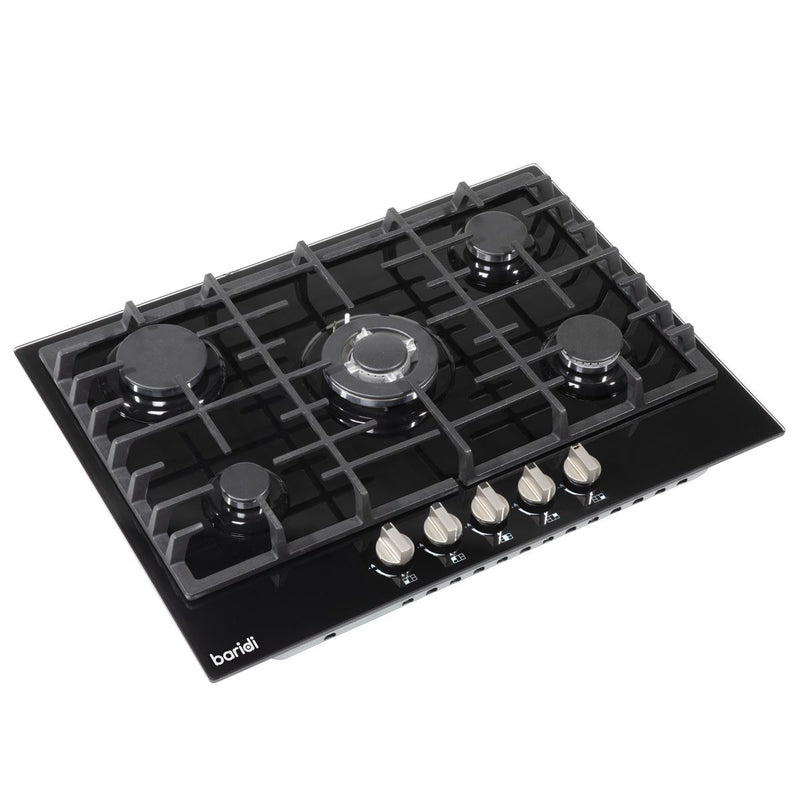 Baridi Gas Hob with 5 Cooking Zones 70cm - Black DH228 Baridi - Dynamic Drive