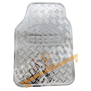 Shiney Shiny Silver Checker Style Design Chrome Look Car Rubber Floor Mats Set Streetwize  - Dynamic Drive