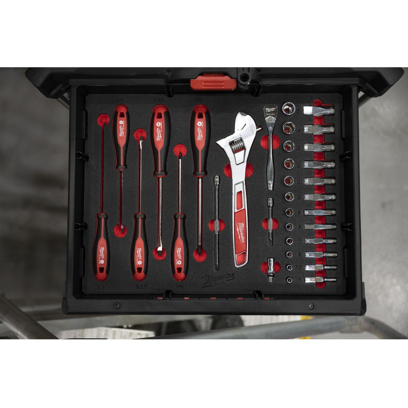 Milwaukee 1/4" drive ratchet, socket, screwdriver and wrench set PACKOUT foam insert - 35pc Milwaukee - Dynamic Drive