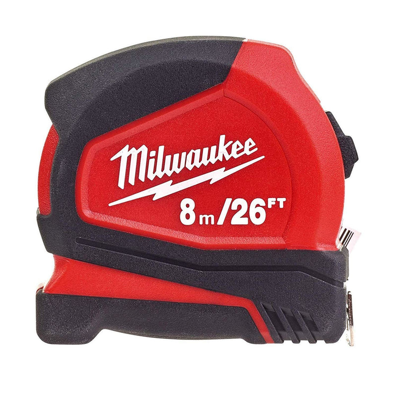 Milwaukee 4932459596 8m/26ft Pro Compact Tape Measure, Red Milwaukee - Dynamic Drive