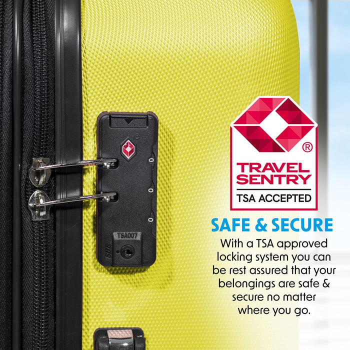 Dellonda 3-Piece Lightweight ABS Luggage Set with TSA Lock - Yellow Dellonda  - Dynamic Drive
