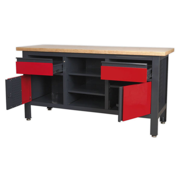 Sealey Workstation with 2 Drawers 2 Cupboards & Open Storage AP1905A Sealey - Dynamic Drive