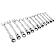 Seigen by Sealey Flexible Head Ratchet Combination Spanner Set 12pc Metric S0635 Seigen by Sealey  - Dynamic Drive