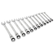 Sealey Flexible Head Ratchet Combination Spanner Set 12pc Metric S0635 Siegen by Sealey - Dynamic Drive