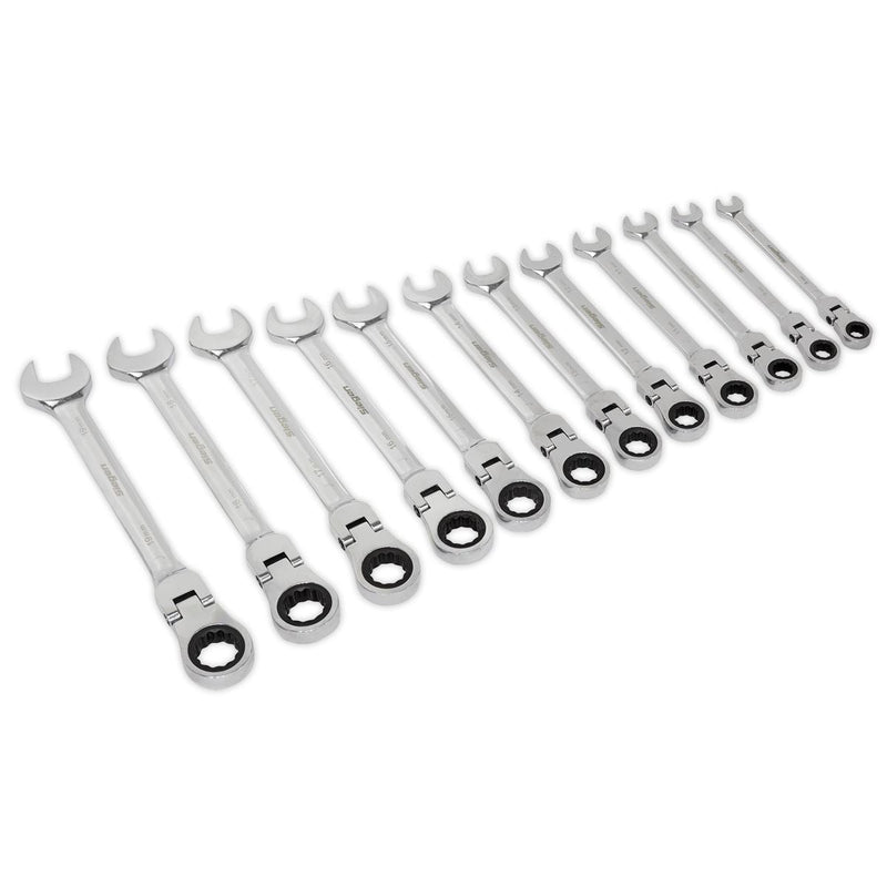 Sealey Flexible Head Ratchet Combination Spanner Set 12pc Metric S0635 Siegen by Sealey - Dynamic Drive