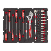 Milwaukee 1/4" drive ratchet, socket, screwdriver and wrench set PACKOUT foam insert - 35pc Milwaukee - Dynamic Drive