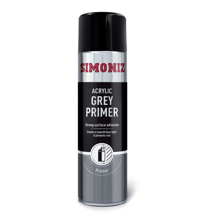 4x Simoniz Large Grey Primer Acrylic Aerosol Auto Car Spray Paint 500ml SIMP11D SIMONIZ  - Dynamic Drive