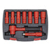 Sealey Insulated Socket Set 9pc 3/8"Sq Drive 6pt WallDrive VDE AK7942 Sealey  - Dynamic Drive