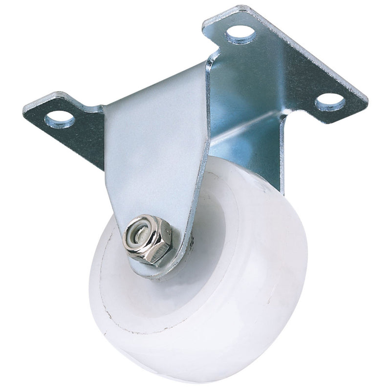 Draper Fixed Plate Fixing Nylon Wheel, 50mm Diameter, S.W.L. 75kg 65496 Draper - Dynamic Drive