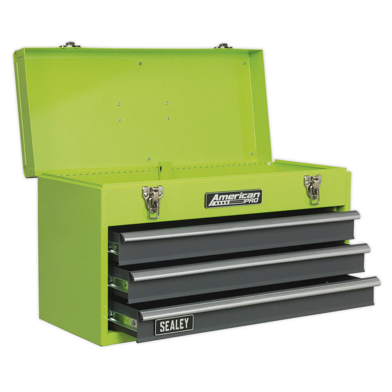 Sealey Tool Chest 3 Drawer Portable with Ball-Bearing Slides Hi-Vis Green/Grey Sealey - Dynamic Drive